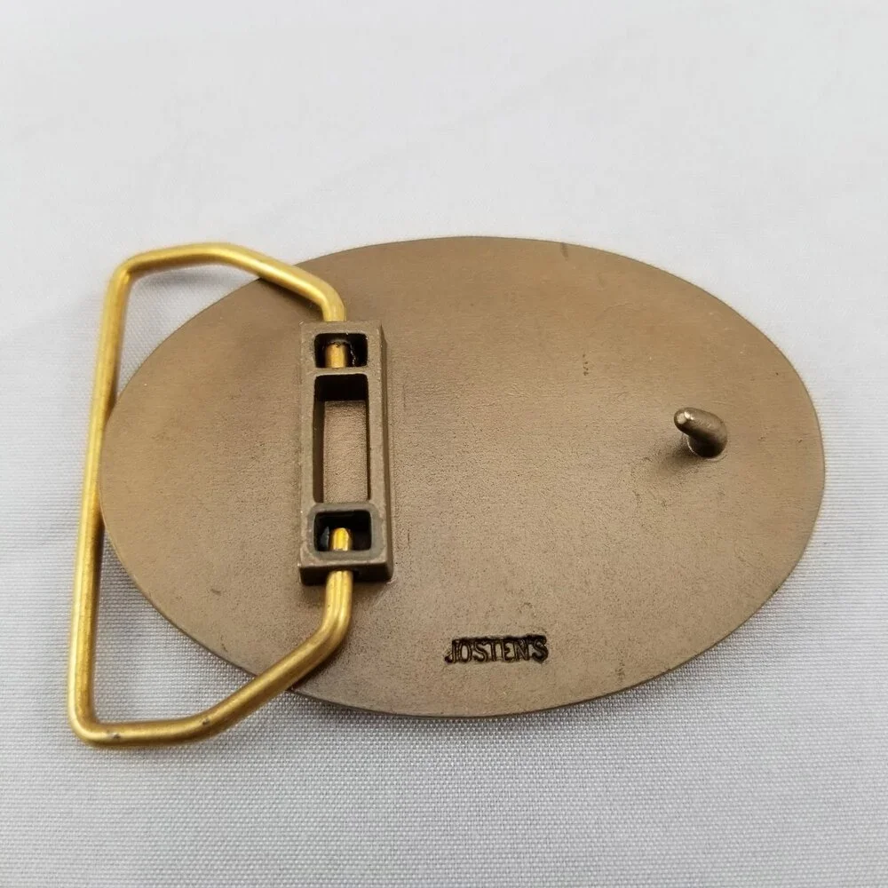 Vintage Belt Buckle Brass‎ GAST Chevron Arrows Border USA Made By Jostens Gift